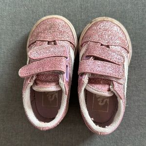 Vans sparkly pink toddler girls shoes in used good condition size US 5t